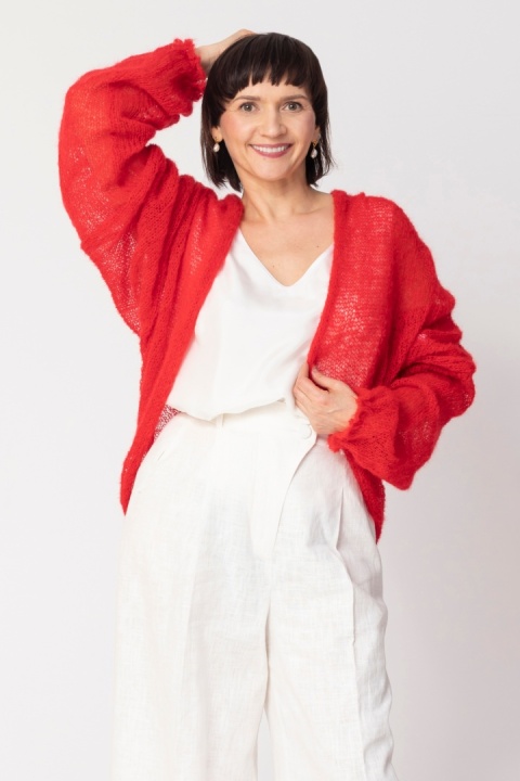 Lekki sweter mgła Klara - Czerwony