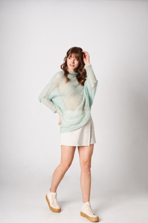 Alpaka sweter Natalia - Miętowy