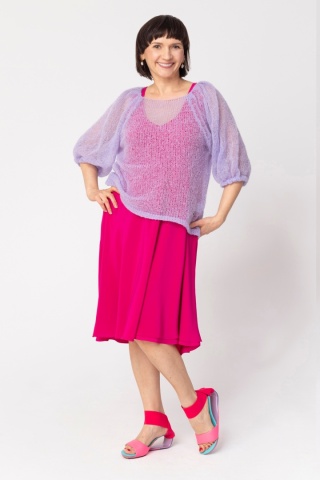 Elegancka wełniana bluzka z bufiastymi rękawami Bianca - Fioletowy