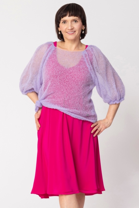 Elegancka wełniana bluzka z bufiastymi rękawami Bianca - Fioletowy