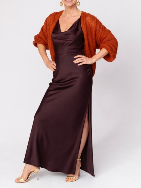 Lekki kardigan wełniany damski Klara - Rudy/Rdza