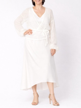 Lekki kopertowy kardigan wełniany Nadia - Biały