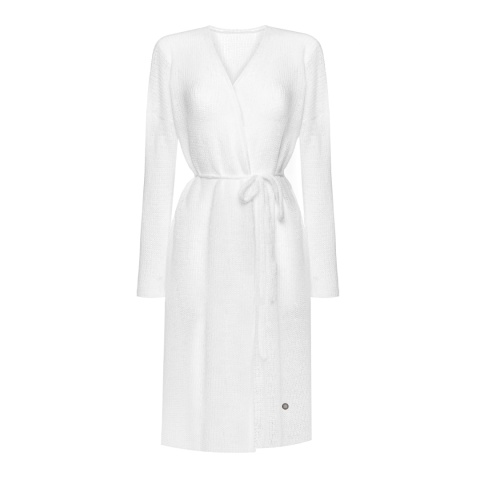 Lekki sweter mgła z paskiem długi - Biały