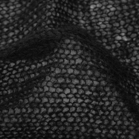 Długi kardigan wełniany z paskiem - Czarny