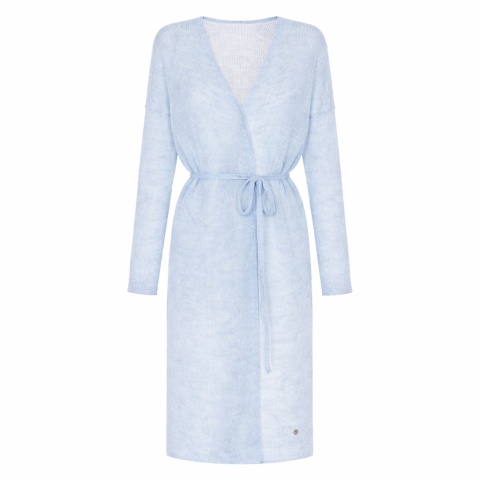 Lekki sweter mgła z paskiem długi - Jasno niebieski