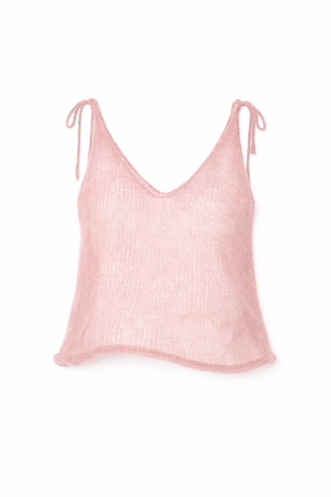 Lekki wełniany top na ramiączkach Lena - Jasny Róż