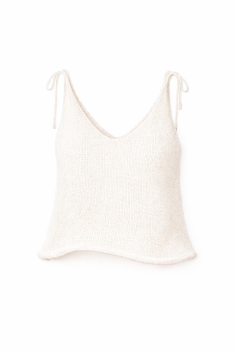 Lekki wełniany top na ramiączkach Lena - Biały