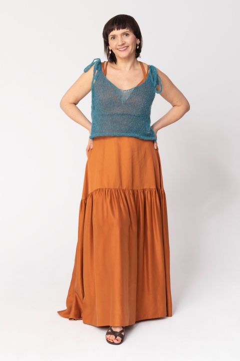 Lekki wełniany top na ramiączkach Lena - Morski