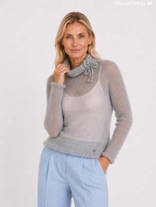 Sweter z golfem z wełny alpaki Helena - Szary