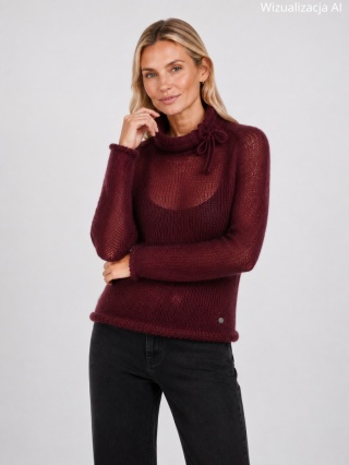 Sweter z golfem z wełny alpaki Helena - Wino