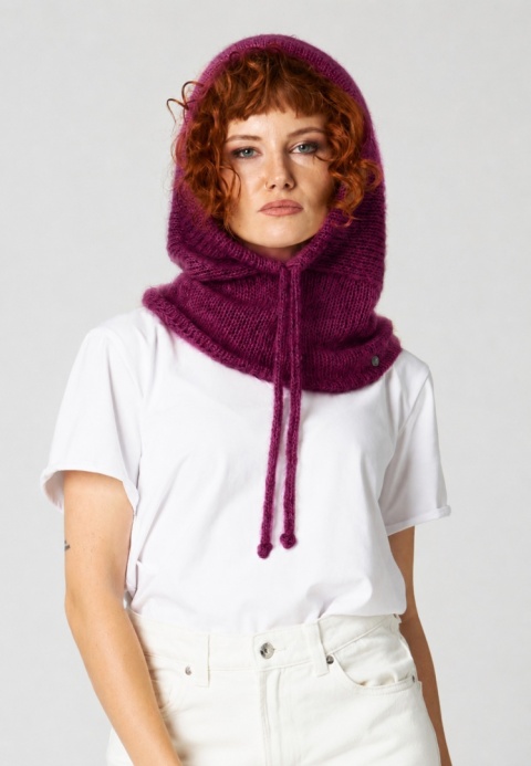 Balaclava z alpaki - Bakłażan