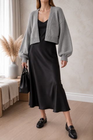 Kardigan wełniany oversize Rosalia - Szary