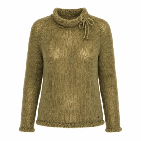 Sweter z golfem z wełny alpaki Helena - Oliwkowy