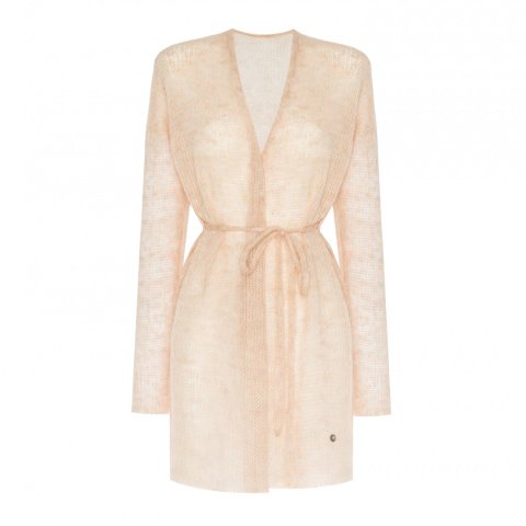 Lekki sweter mgła z paskiem Helen - Jasnoróżowy