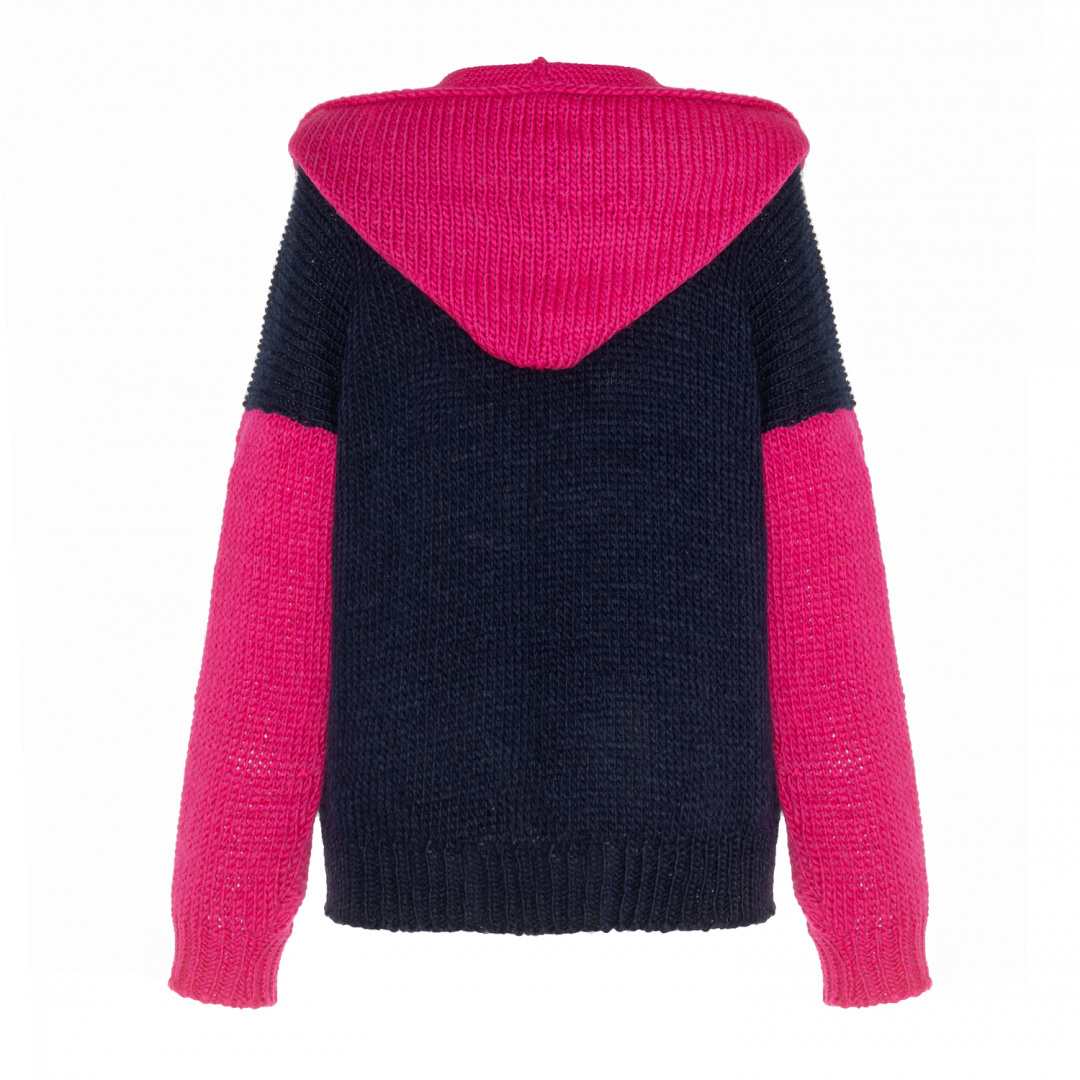 Soft cardigan with a hood two colours - Navy Blue