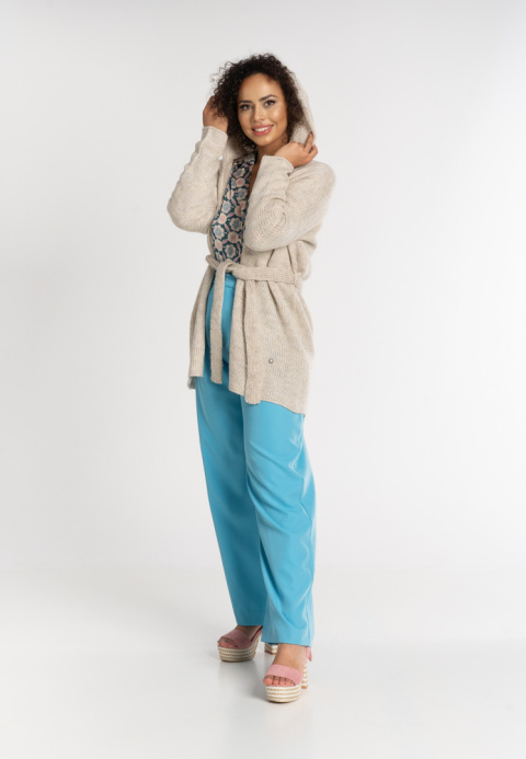 Otulający kardigan z kapturem - Beżowy