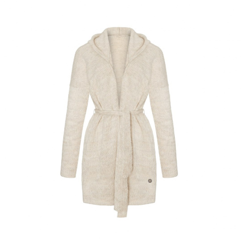 Otulający kardigan z kapturem - Beżowy