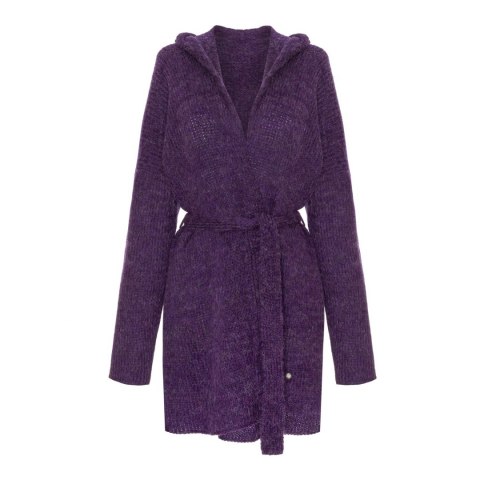 Cuddly cardigan with a hood - Purple