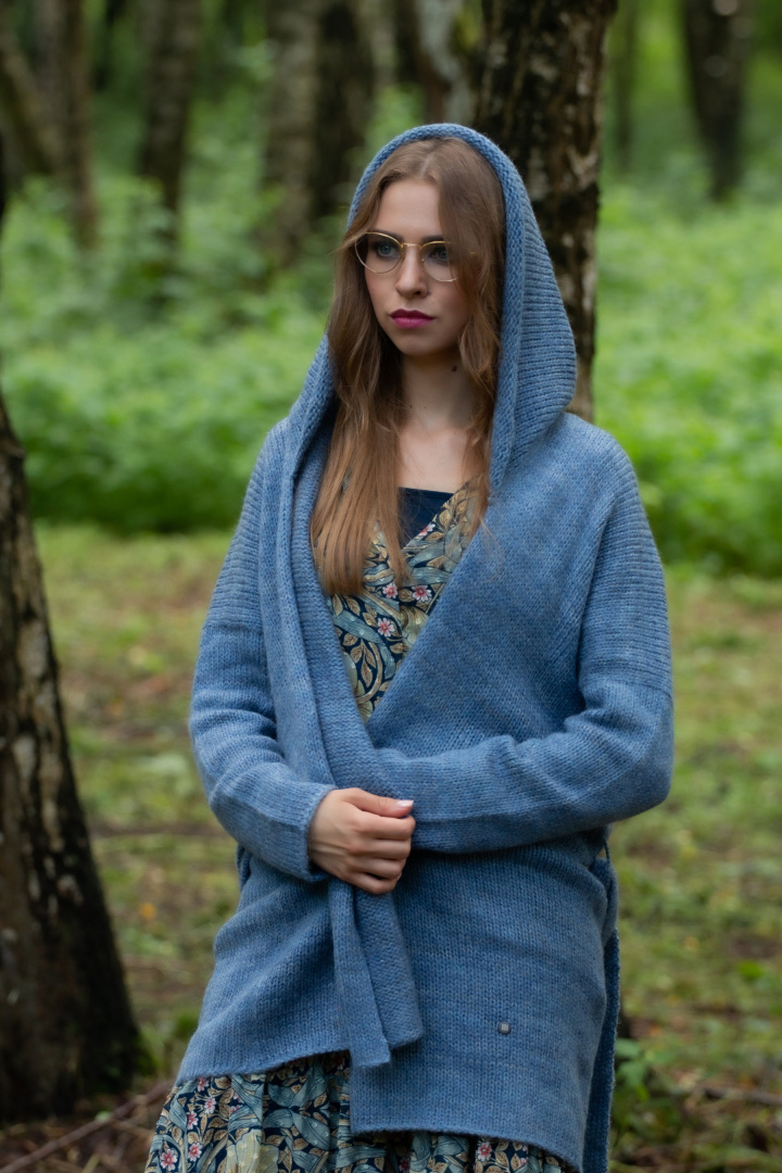 Cuddly cardigan with a hood - Jeans