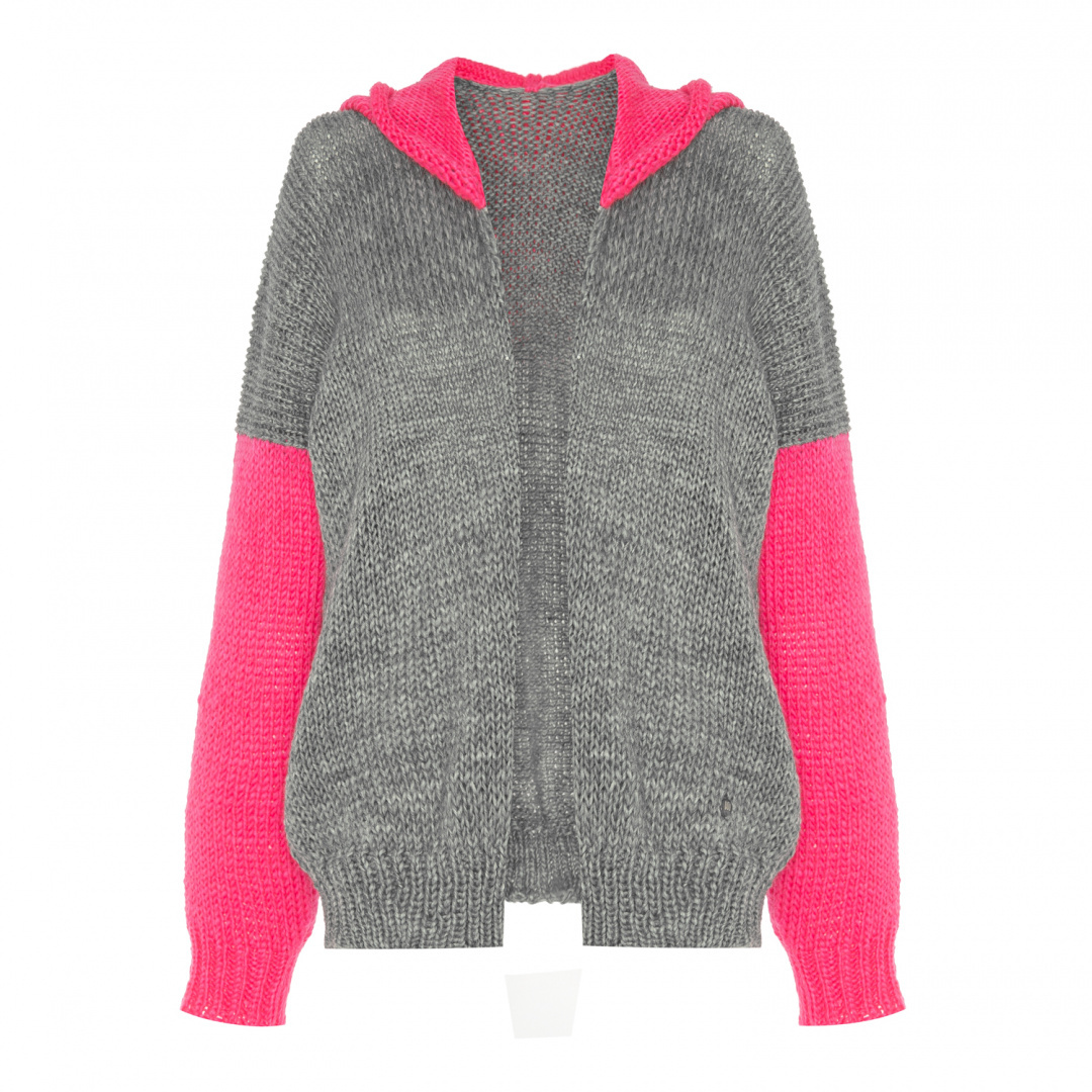 Soft cardigan with a hood two colours - Grey
