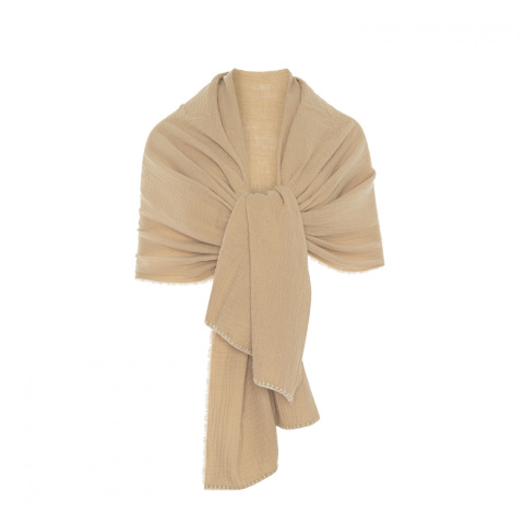 Bawełniany szal-etola z muślinu - Beżowy