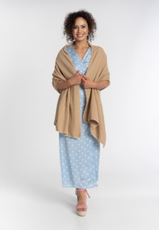 Bawełniany szal-etola z muślinu - Beżowy