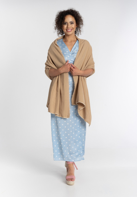 Bawełniany szal-etola z muślinu - Beżowy