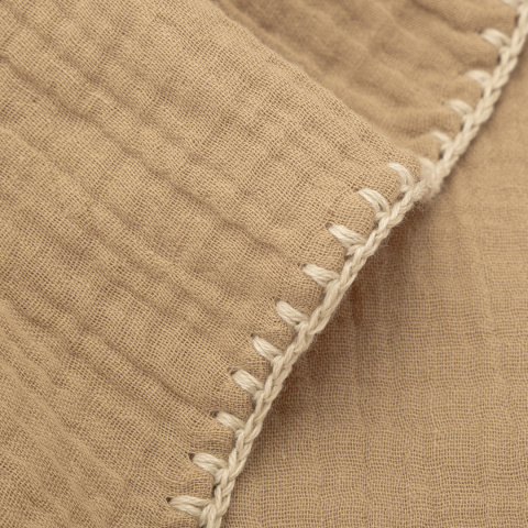 Bawełniany szal-etola z muślinu - Beżowy