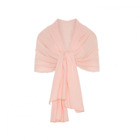 Bawełniany szal-etola z muślinu - Jasnoróżowy