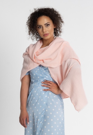 Bawełniany szal-etola z muślinu - Jasnoróżowy