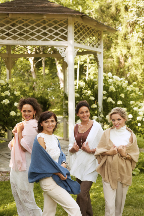 Bawełniany szal-etola z muślinu - Niebieski