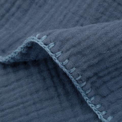 Bawełniany szal-etola z muślinu - Niebieski