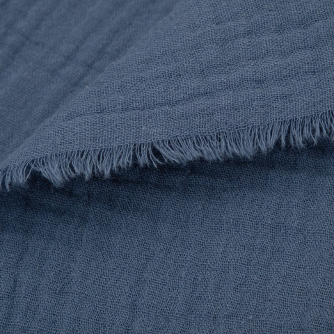 Bawełniany szal-etola z muślinu - Niebieski