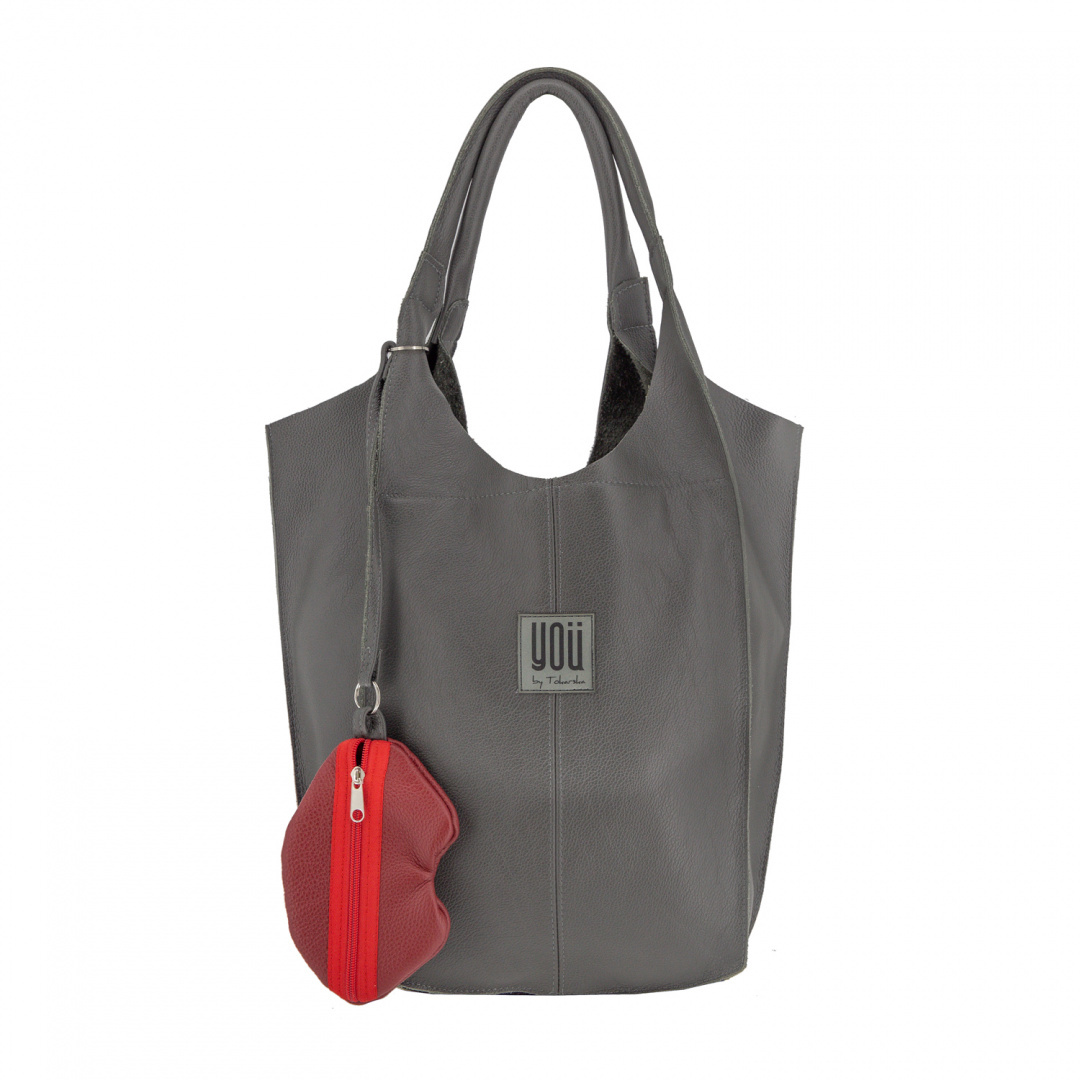 Leather handbag Malezja - Grey
