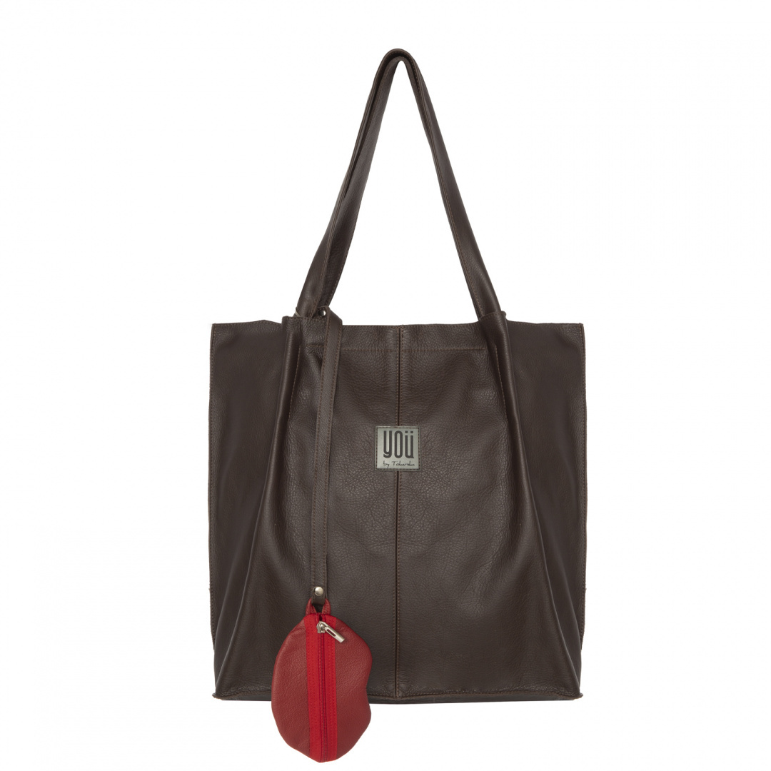 Leather handbag Shopper - Chocolate