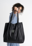 Leather handbag Shopper - Black