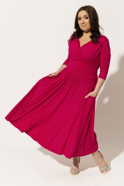 YOU by Ołtarzewska - Sukienka kopertowa dwustronna midi Kate - Malina