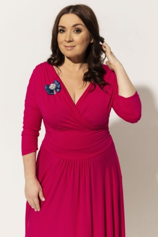 YOU by Ołtarzewska - Sukienka kopertowa dwustronna midi Kate - Malina