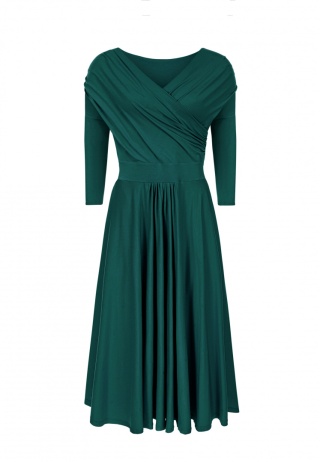 YOU by Ołtarzewska - Sukienka kopertowa dwustronna midi Kate - Zielony butelkowy