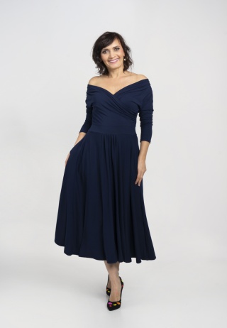 YOU by Ołtarzewska - Sukienka kopertowa dwustronna midi Kate - Granatowa