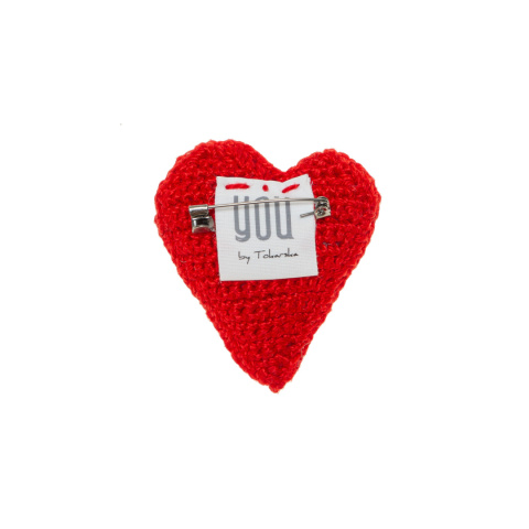 Broszka szydełkowe serce - Czerwony