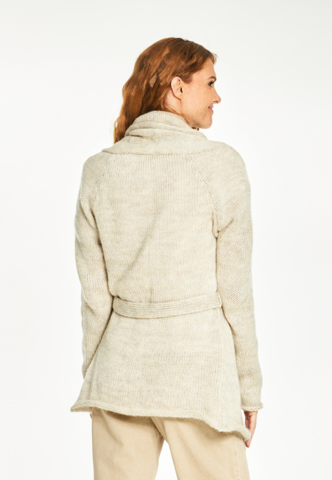 Otulający kardigan szalowy - Beżowy