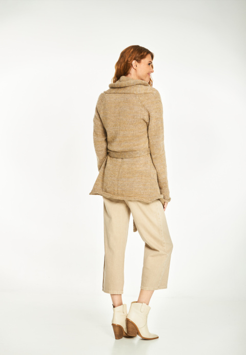 Otulający kardigan szalowy - Tabak