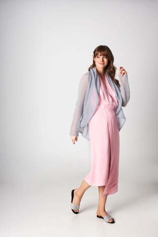 Lekki sweter wełniany damski Reneta - Jasny niebieski