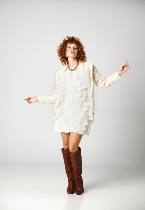 Alpaca cardigan Reneta - White