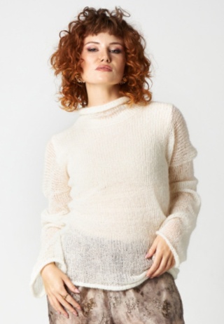 Alpaka sweter półgolf - Biały