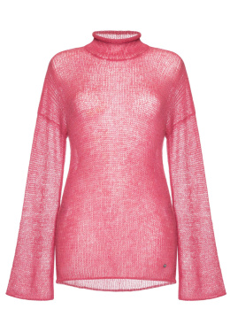 Alpaca sweater half turtleneck - Powder Pink