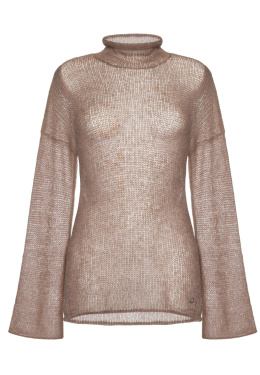 Alpaca sweater half turtleneck - Brown