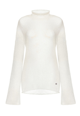 Alpaca sweater half turtleneck - White