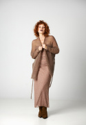 Alpaca kimono with belt - Brown